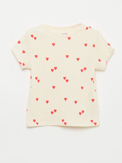 Pijama camiseta + pantalón corto de algodón canalé - 2 piezas - Kiabi