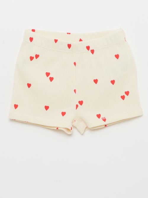 Pijama camiseta + pantalón corto de algodón canalé - 2 piezas - Kiabi