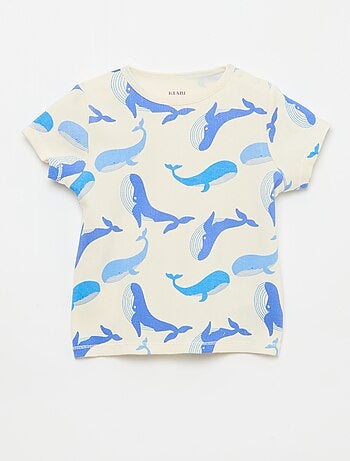 Pijama camiseta + pantalón corto de algodón canalé - 2 piezas