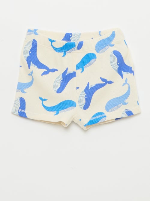 Pijama camiseta + pantalón corto de algodón canalé - 2 piezas - Kiabi