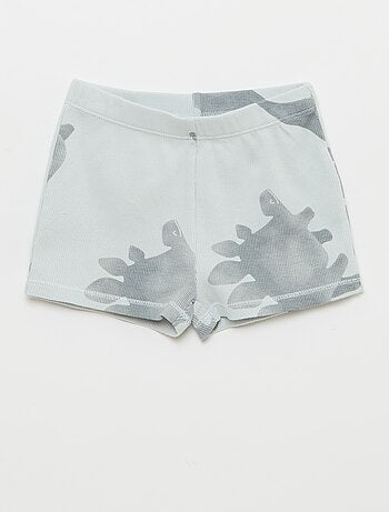 Pijama camiseta + pantalón corto de algodón canalé - 2 piezas