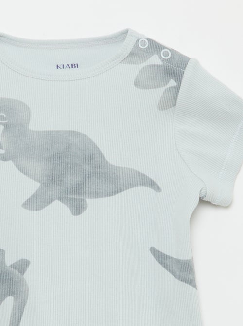 Pijama camiseta + pantalón corto de algodón canalé - 2 piezas - Kiabi