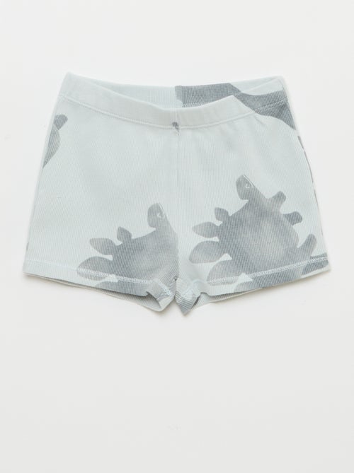 Pijama camiseta + pantalón corto de algodón canalé - 2 piezas - Kiabi