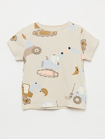 Pijama camiseta + pantalón corto de algodón canalé - 2 piezas