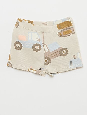 Pijama camiseta + pantalón corto de algodón canalé - 2 piezas