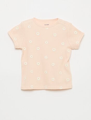 Pijama camiseta + pantalón corto de algodón canalé - 2 piezas