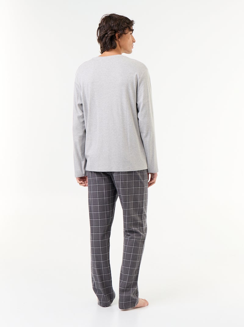 Pijama camiseta + pantalón de franela - 2 piezas Gris - Kiabi