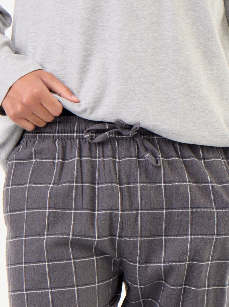 Pijama camiseta + pantalón de franela - 2 piezas Gris - Kiabi