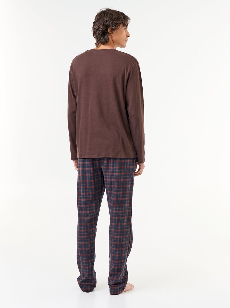 Pijama camiseta + pantalón de franela - 2 piezas Marron - Kiabi