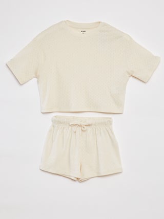 Pijama camiseta + short de punto pointelle