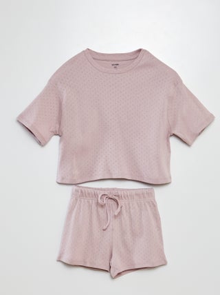 Pijama camiseta + short de punto pointelle