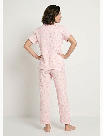 Pijama con botones de gasa de algodón estampada - Afibel