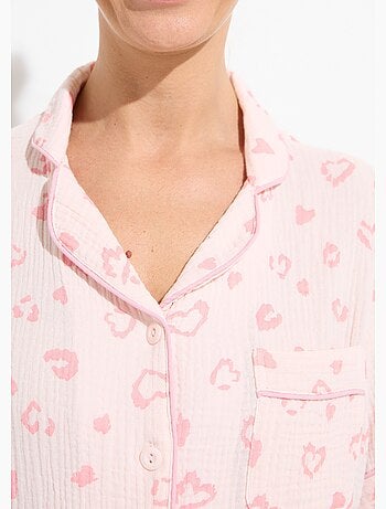 Pijama con botones de gasa de algodón estampada - Afibel