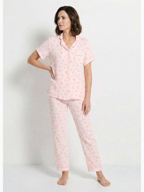 Pijama con botones de gasa de algodón estampada - Kiabi