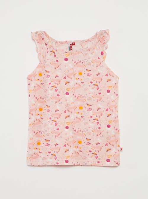 Pijama con camiseta con volantes + pantalón corto - 2 piezas - Kiabi Pijama con camiseta con volantes + pantalón corto - 2 piezas - Kiabi