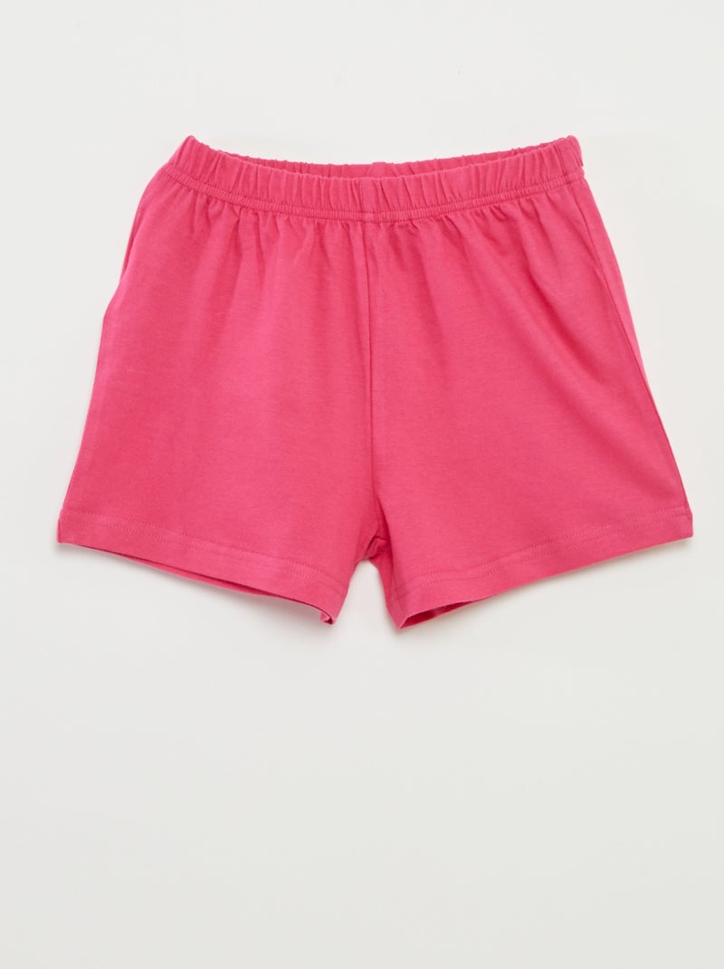 Pijama con camiseta con volantes + pantalón corto  - 2 piezas ROSA - Kiabi