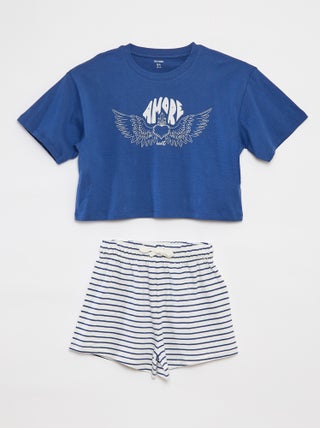 Pijama con camiseta de manga corta + short - 2 piezas