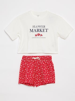 Pijama con camiseta de manga corta + short - 2 piezas