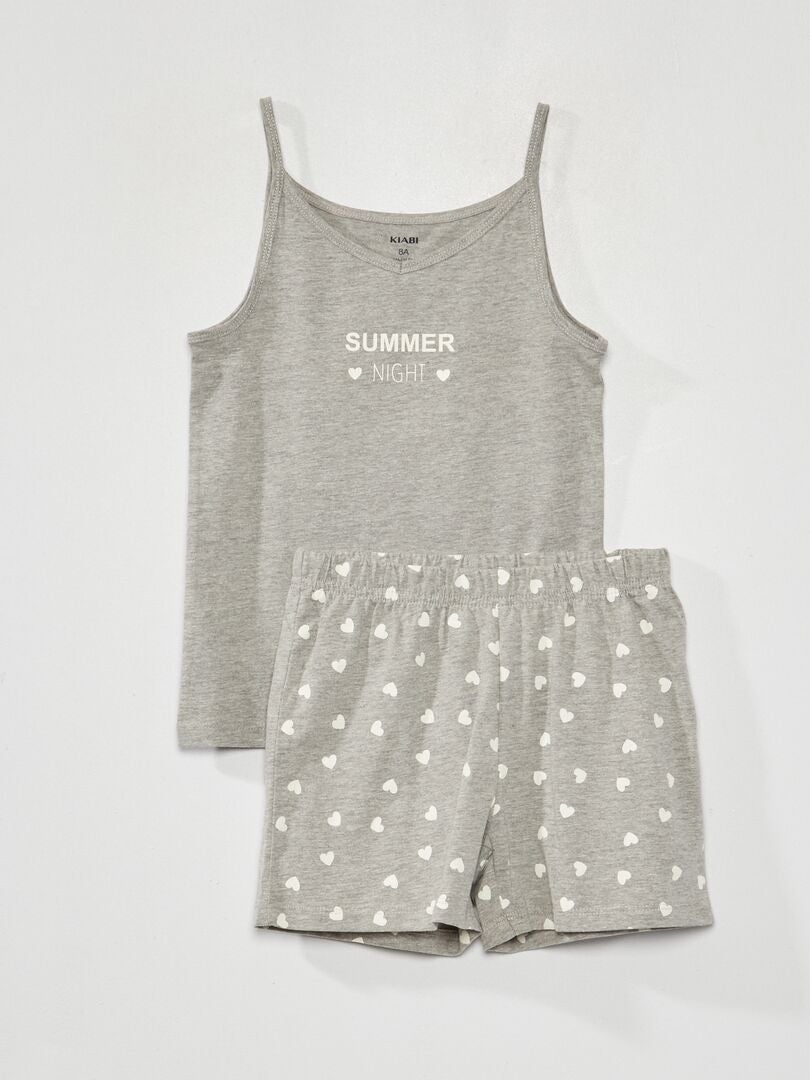 Pijama con camiseta de tirantes + short - 2 piezas GRIS - Kiabi