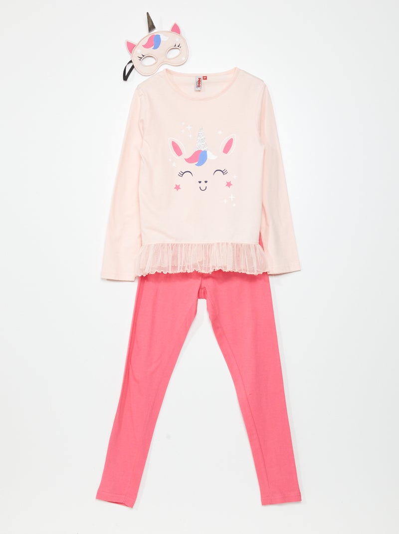 Pijama con camiseta + pantalón + antifaz  - 2 piezas ROSA - Kiabi