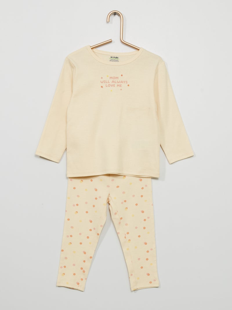 Pijama con camiseta + pantalón BLANCO - Kiabi