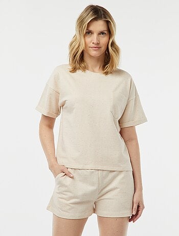 Pijama con camiseta + pantalón corto de punto torcido