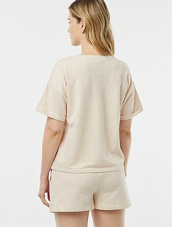 Pijama con camiseta + pantalón corto de punto torcido