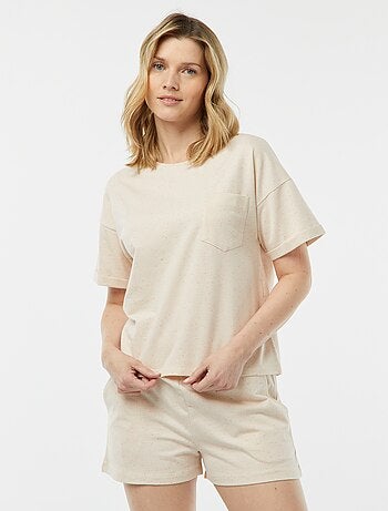 Pijama con camiseta + pantalón corto de punto torcido