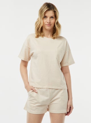 Pijama con camiseta + pantalón corto de punto torcido
