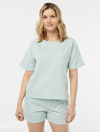 Pijama con camiseta + pantalón corto de punto torcido