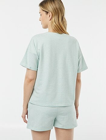 Pijama con camiseta + pantalón corto de punto torcido