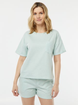 Pijama con camiseta + pantalón corto de punto torcido