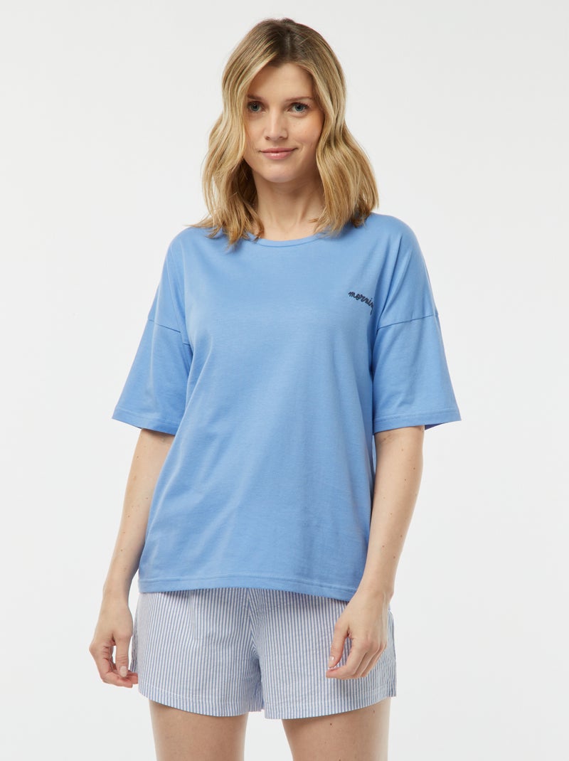 Pijama con camiseta + pantalón corto 'Dodo' AZUL - Kiabi