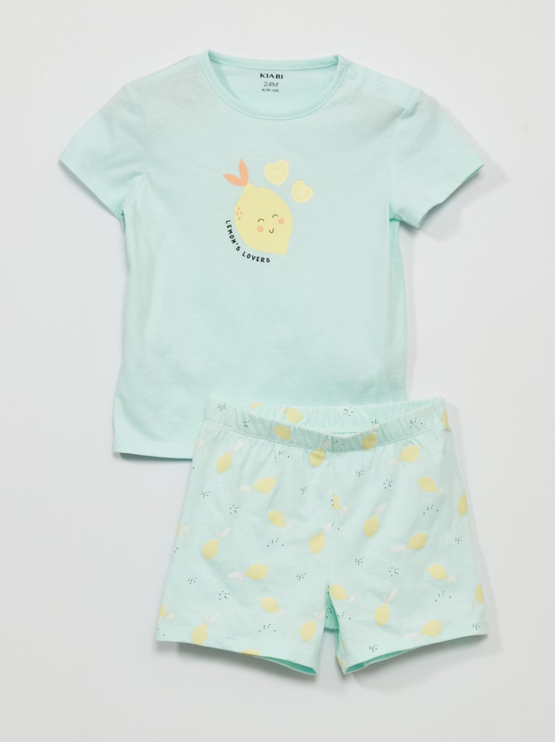 Pijama con camiseta + short - 2 piezas AZUL - Kiabi