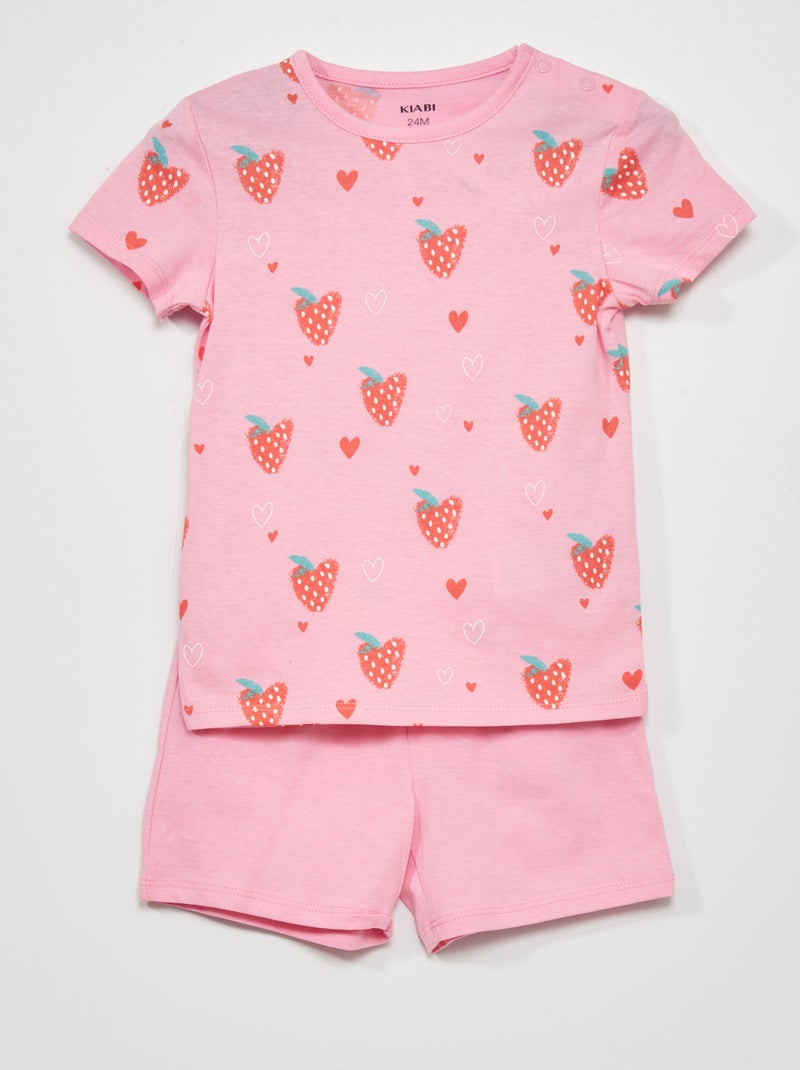 Pijama con camiseta + short - 2 piezas ROSA - Kiabi