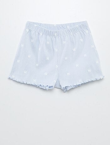 Pijama con camiseta + short con estampado y bordes festoneados - 2 piezas