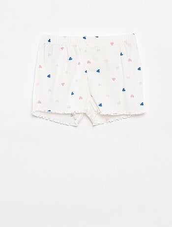 Pijama con camiseta + short con estampado y bordes festoneados - 2 piezas
