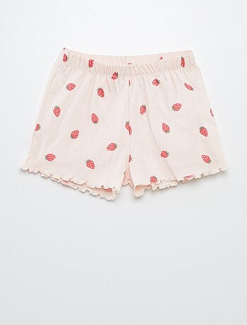 Pijama con camiseta + short con estampado y bordes festoneados - 2 piezas