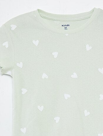 Pijama con camiseta + short con estampado y bordes festoneados - 2 piezas