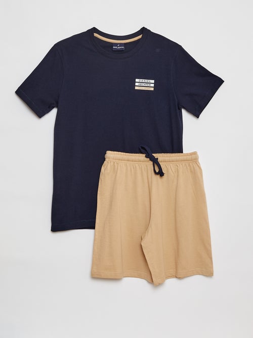 Pijama con camiseta + short de punto - 2 piezas - Kiabi