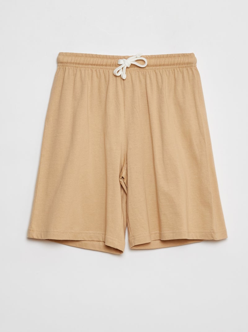 Pijama con camiseta + short de punto - 2 piezas BEIGE - Kiabi