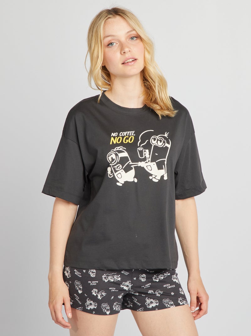 Pijama con camiseta + short 'Minions' NEGRO - Kiabi