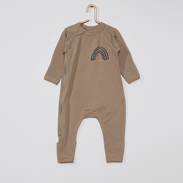 Pijama con cremallera 'DIM' bebé niño - caqui - Kiabi - 19,00€