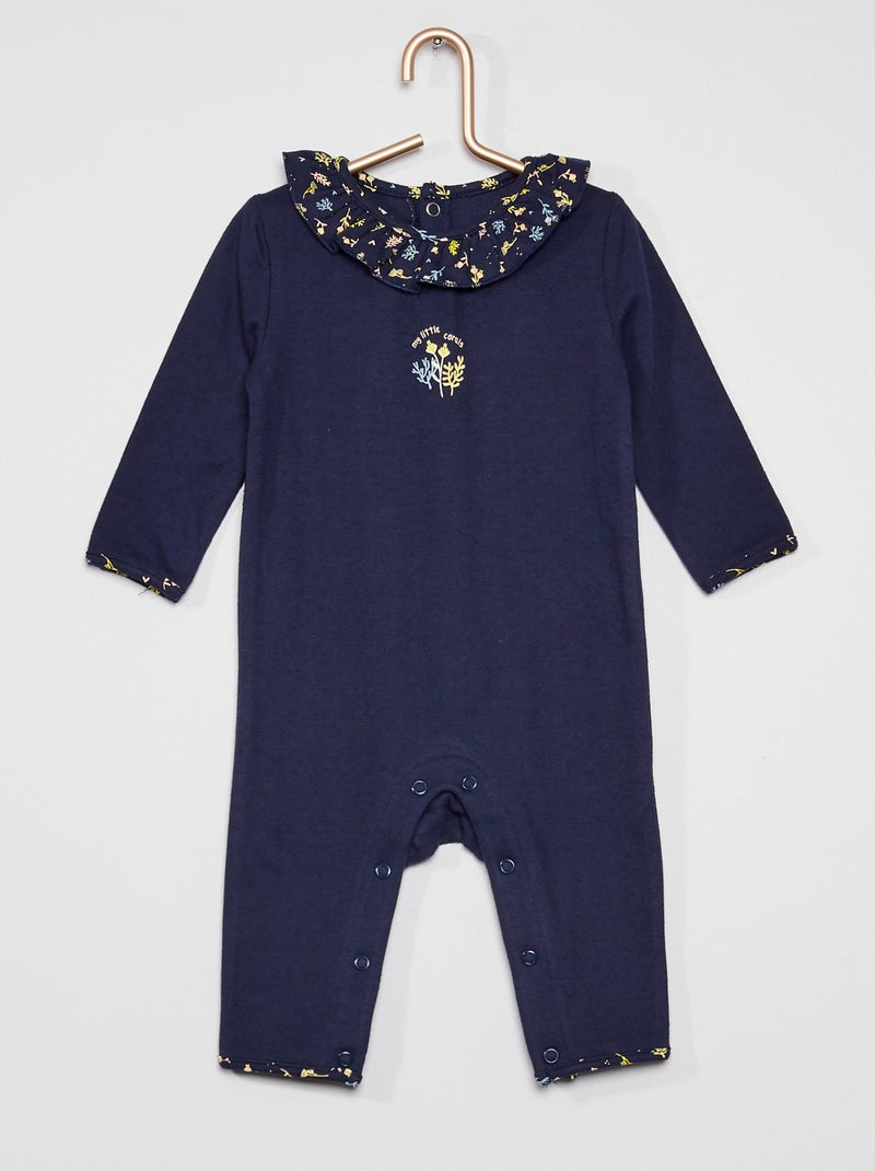 Pijama con cuello de fantasía azul navy - Kiabi