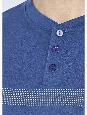 Pijama con cuello tunecino, jersey de algodón, bajos elásticos. - Afibel