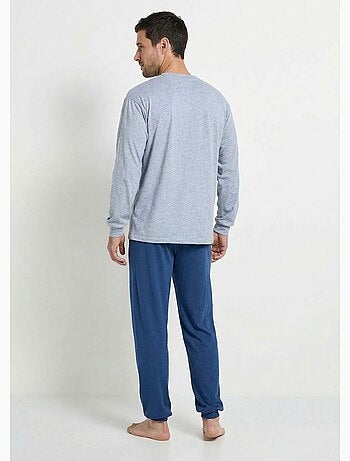 Pijama con cuello tunecino, jersey de algodón, bajos elásticos. - Afibel