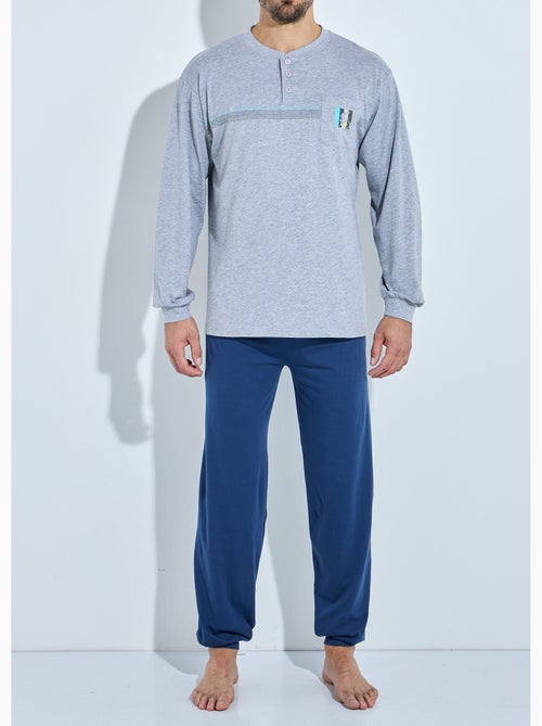 Pijama con cuello tunecino, jersey de algodón, bajos elásticos. - Afibel - Kiabi