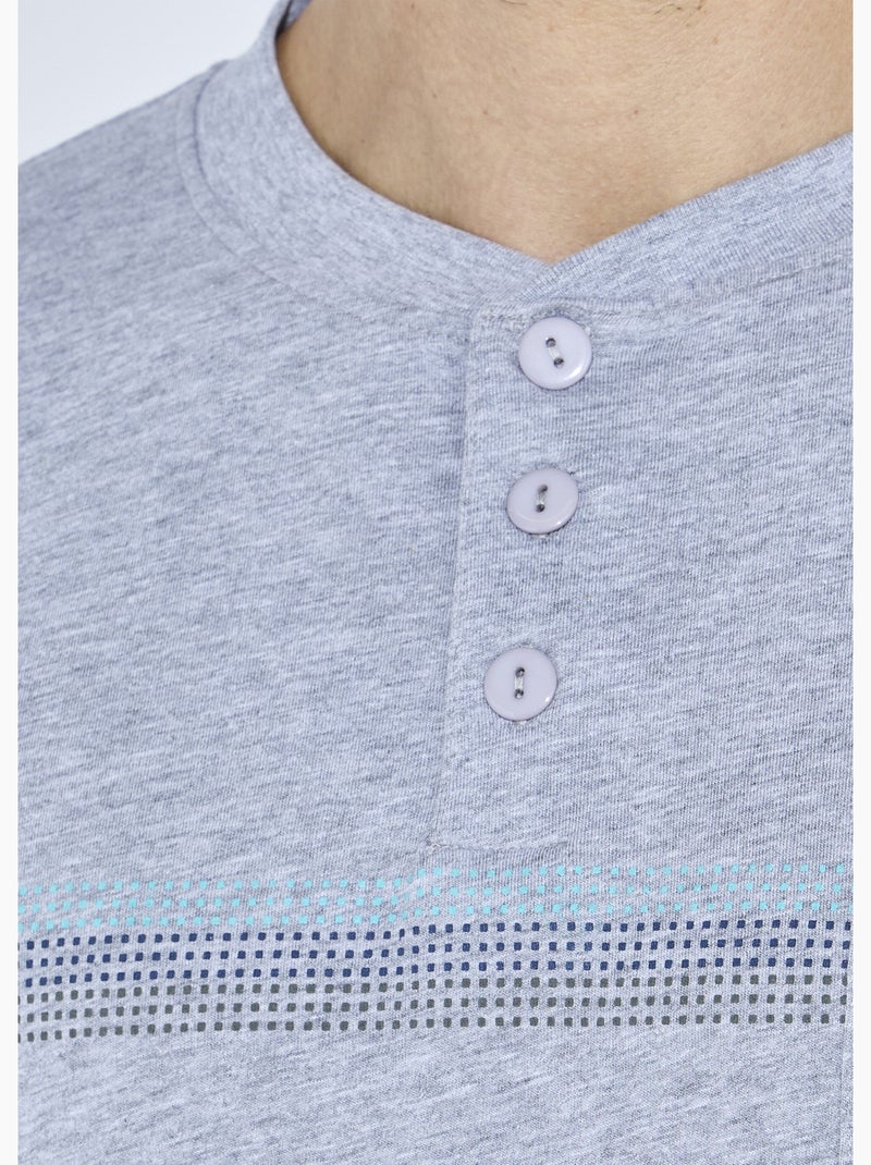 Pijama con cuello tunecino, jersey de algodón, bajos elásticos. - Afibel Gris - Kiabi