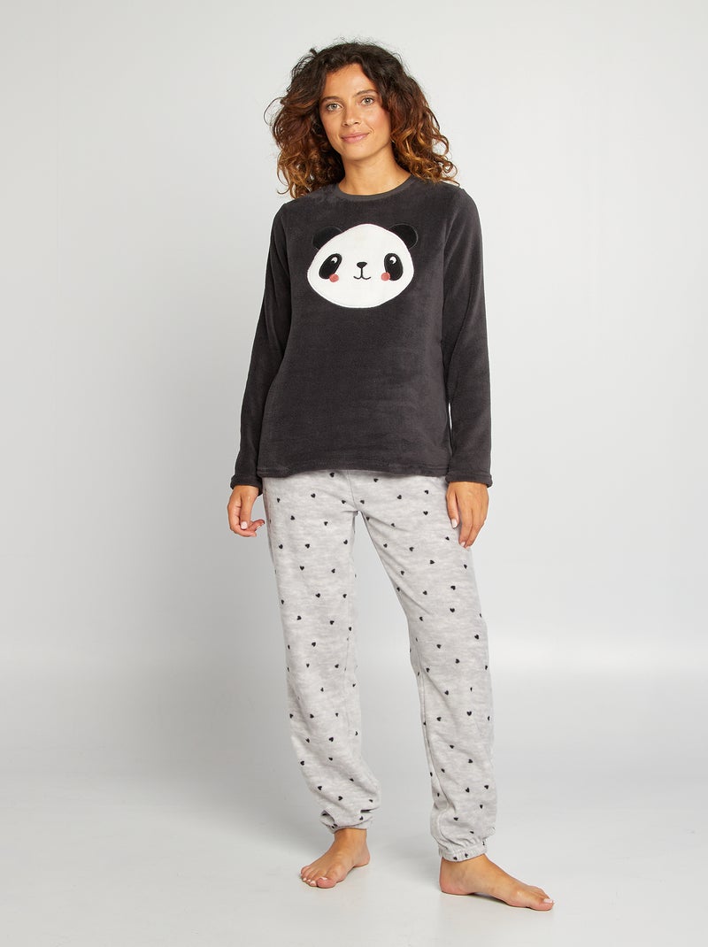 Pijama con sudadera + pantalón de tejido polar - 2 piezas GRIS - Kiabi