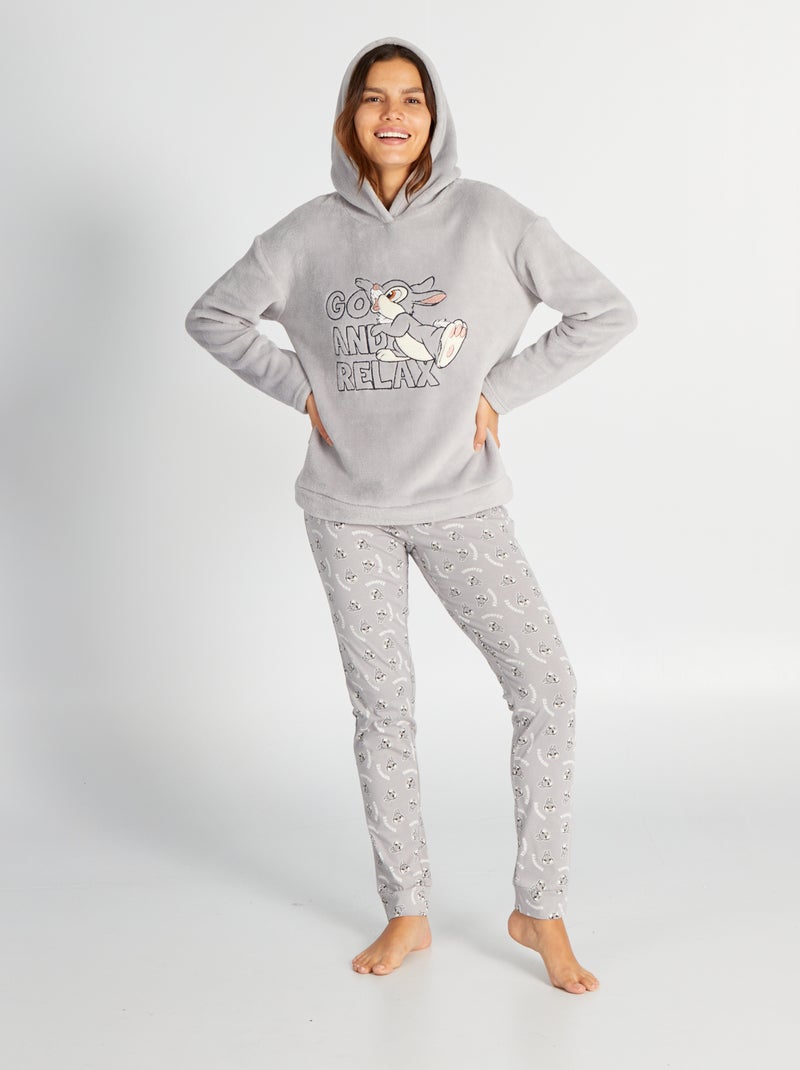 Pijama con sudadera polar + pantalón de punto 'Tambor' - 2 piezas GRIS - Kiabi